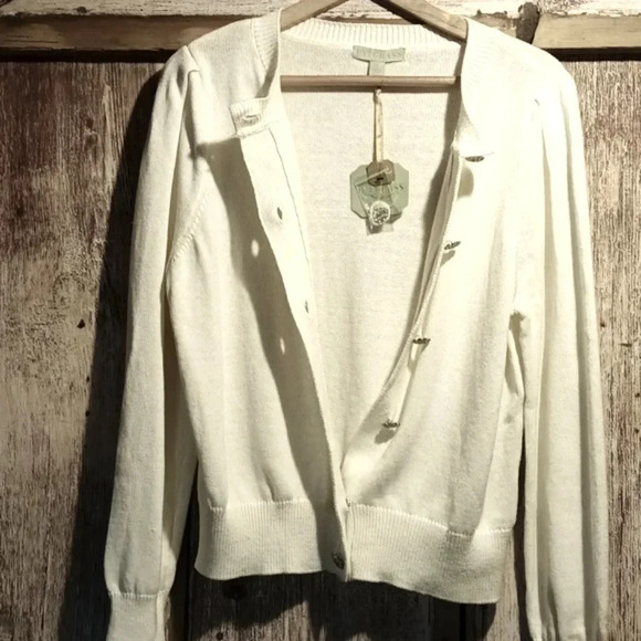 ryegrass Sweaters - NEW Ryegrass cashmere cotton blend embellish button cream sweater cardigan large